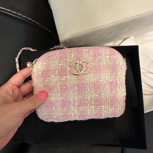 Chanel Pink and Cream Tweed Bag